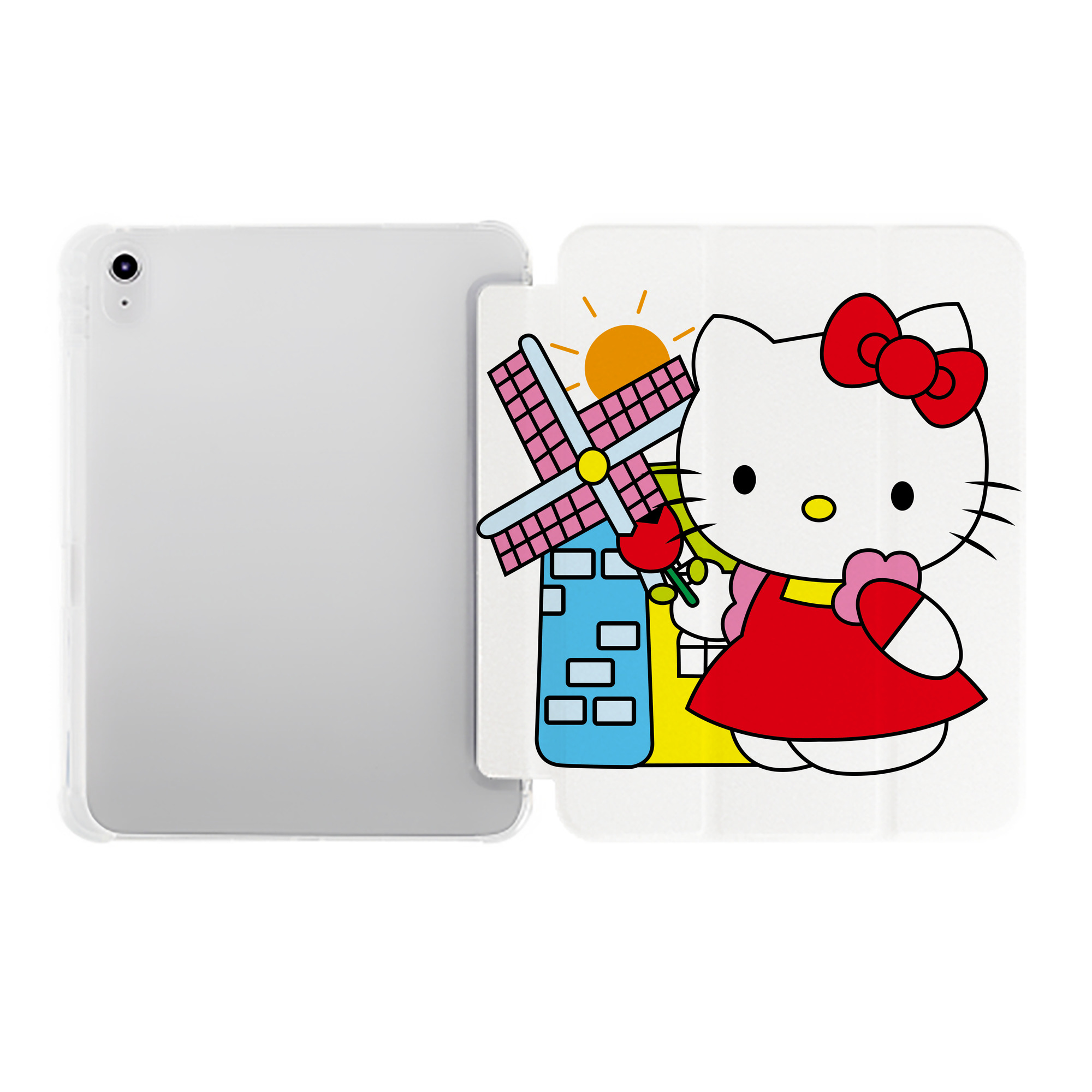 （画像用） Hello Kitty ハローキティ IPad ケース ペン収納付き 三つ折りスタンド PUレザー×シリコン 対応機種9.5/10.5/10.9インチ